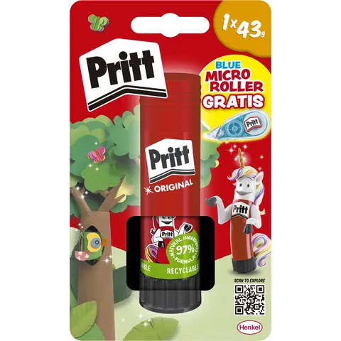 Lijmstift Pritt Stick 43 gram plus gratis correctieroller – afbeelding 2