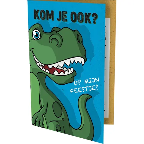 Uitnodiging Dinosaurus 13.5x9cm – afbeelding 2