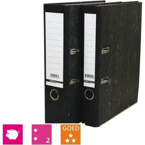 Ordner Qbasic A4 80mm karton zwart gewolkt – afbeelding 2