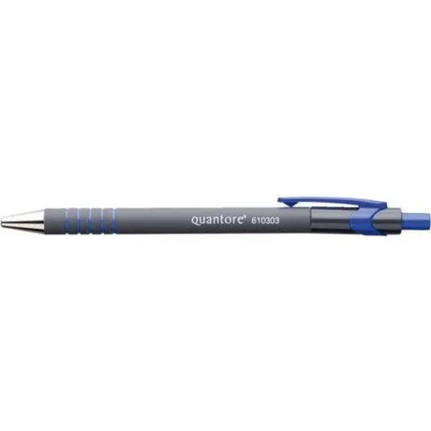 Balpen Quantore rubbergrip drukknop blauw medium – afbeelding 2