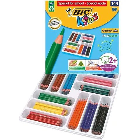 Kleurpotloden BicKids Evolution ecolutions assorti schoolbox à 144 stuks – afbeelding 2