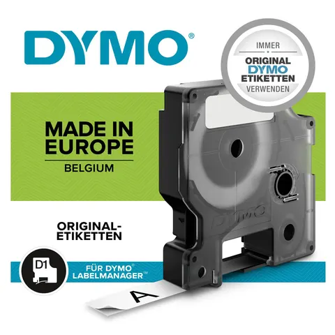 DYMO D1 Schriftband Vinyl 12mmx3.0m weiß ->schwarz – Bild 2