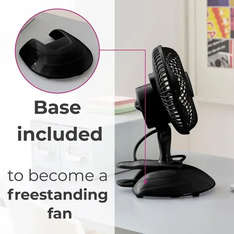 Neo Mini Clip Base Mount Desk Fan Black – image 2