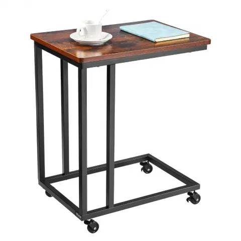 VEVOR C Table, C Shaped Sofa Side Table with Metal Frame Rolling Casters, Portable C Shaped End Stand for Living Room Bedroom Office, 19.69 x 13.78 x 23.82 inch – Bild 2