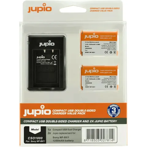 Jupio Value Pack 2x NP-BX1 + Compact USB – Bild 2