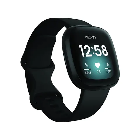FITBIT Versa 3 - Gesundheits- & Fitness-Smartwatch (Silikon, Schwarz) – Bild 2