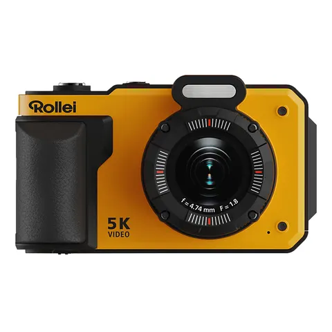 Rollei Sportsline 64 Pro Digitalkamera für Outdoor und Unterwasser, Gelb/Schwarz – Orange – Bild 2