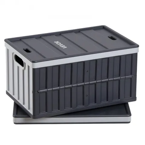 VEVOR Plastic Collapsible Storage Bins with Lids, 65L 2 Packs, Stackable Folding Storage Crates with Handles, Holds 38 kg Per Bin, Heavy Duty Containers, Space – Bild 2