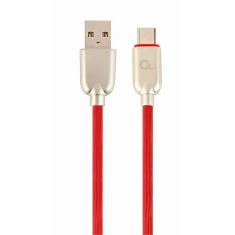 Premium USB Type-C laad- & datakabel 'rubber', 2 m, rood – afbeelding 2