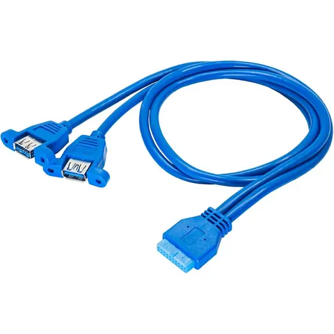 Akyga Kabeladapter Voor Usb 19-Pins Computer/Laptop 2X Usb A Efficiënt – afbeelding 2