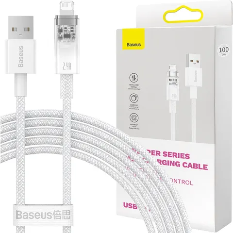 Baseus - Explorer - Series kabel USB - Lightning 2.4A - 2 - m - wit - (CATS010102) – afbeelding 2