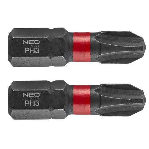 2x Slagbits PH3 x 25mm HEX 1/4" Staal S2 – afbeelding 2