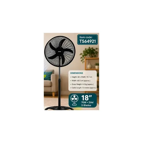 18" Black Standing Fan F18 – image 2