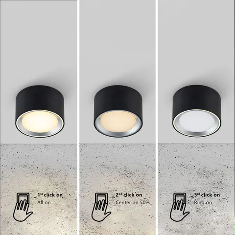 Nordlux Fallon Surface-downlight-3 step Moodmaker™ dimming-zwart/staal – afbeelding 2