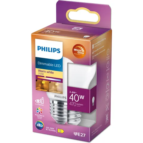 Philips LED Kogellamp Mat - 40 W - E27 - Dimbaar warmwit licht – afbeelding 2
