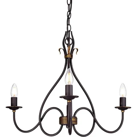 Elstead Lighting LED Kroonluchter | 3X E14 Max 60W | Dimbaar | Rust/Gold – afbeelding 2