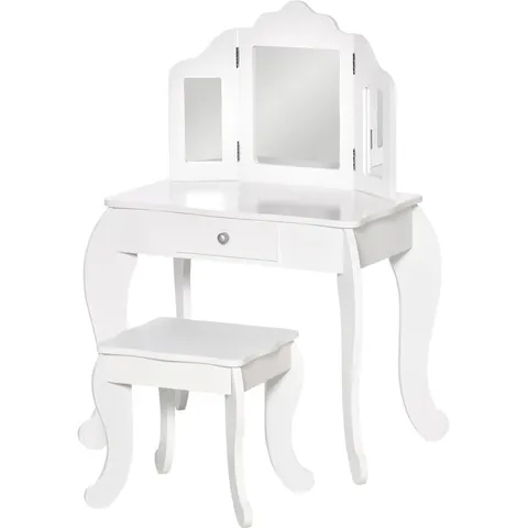 HOMCOM-Kinderkaptafelset-MDF-63x40x85,5cm-Wit – afbeelding 2