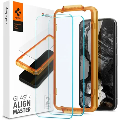Spigen AlignMaster Geschikt voor Google Pixel 8a - 9H Tempered Glass Screen Protector - Case Friendly - Gemakkelijke Installatie - 2-Pack – afbeelding 2