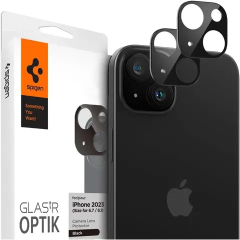 Spigen Optik iPhone 15 / 15 Plus Camera Lens Protector Zwart (2-Pack) – afbeelding 2
