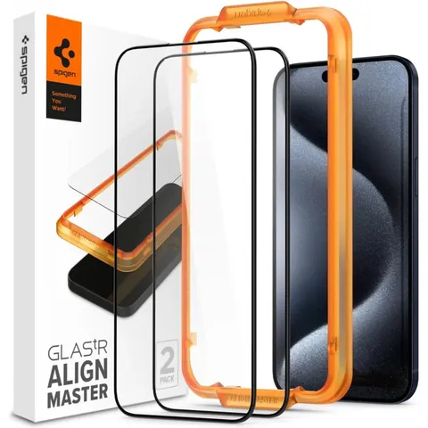 Spigen AlignMaster Apple iPhone 15 Pro Tempered Glass (2-Pack) – afbeelding 2