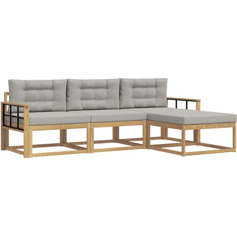 vidaXL Ensemble de canapés d'extérieur 4 pc Blanc et gris clair – 767882 – image 3
