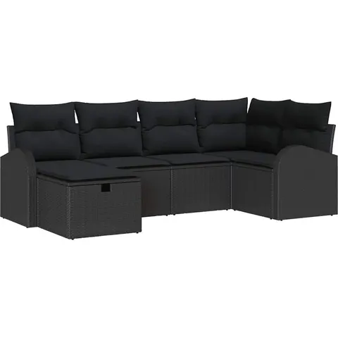 vidaXL Ensemble de Canapés 6 pc Noir polyrotin – 392855 – image 2