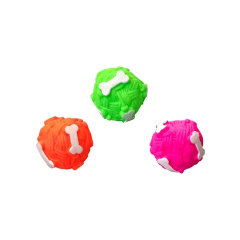 Pet Dog Toy Squeaky Yarn Ball With Bones Design Assorted Colours – image 2