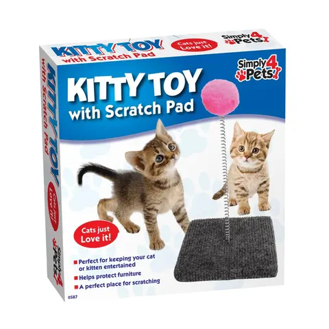 Pet Cat Toy Scratch Pad With Pompom Ball – image 2