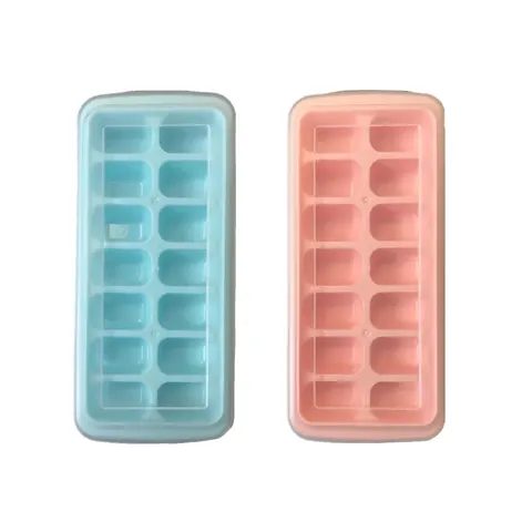 Plastic Freezer Ice Cube Tray Mould With Lid Assorted Colours – image 2