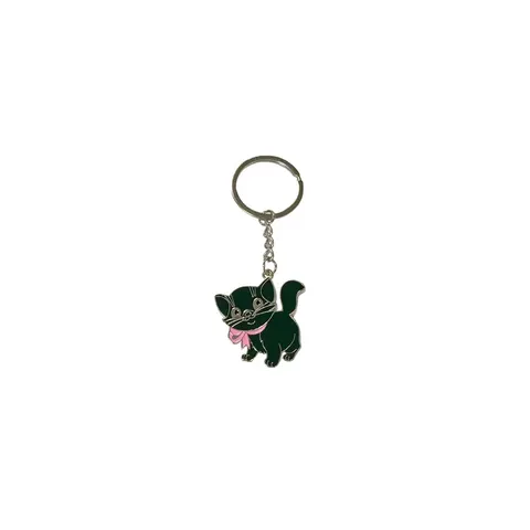 Metal Cat With Ribbon Keychain Keyring Assorted Colours – image 2