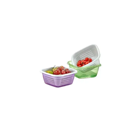 Hobby Emerald Square Basin Bowl With Strainer Plastic 1.3Lt Assorted Colours (Parcel Rate) – image 2
