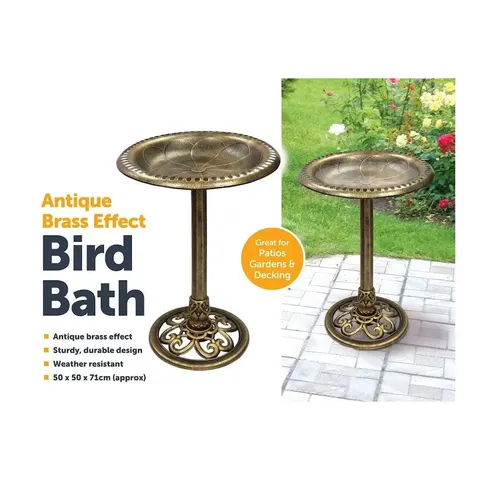 Bird Bath Antique Brass Effect Garden Decoration – image 2