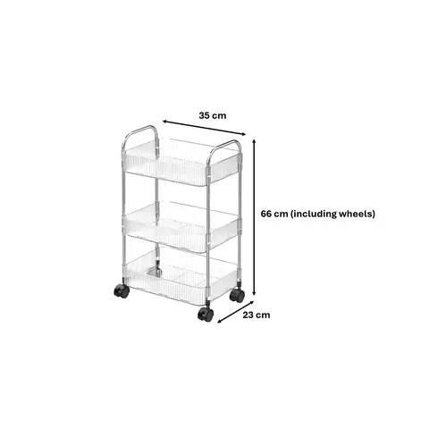 Transparent Plastic 3 Tier Storage Rack Trolley With Wheels – image 2