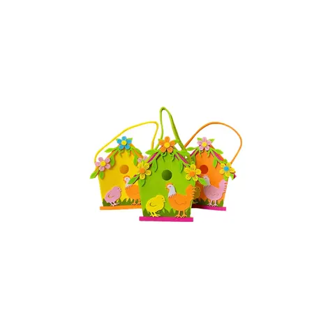 Small Felt Gift Bag Easter Birdhouse Design Assorted Colours – image 2
