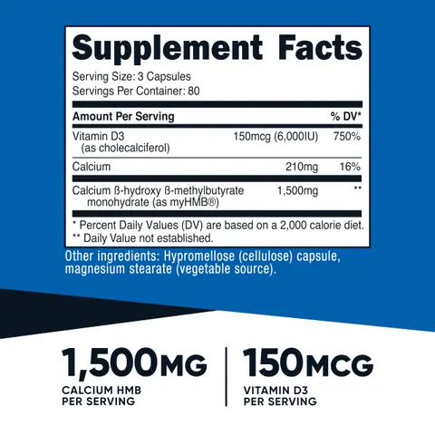 Nutricost, Performance, HMB + Vitamin D3, 240 Capsules – image 2