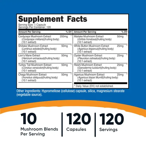 Nutricost, Mushroom Complex, 5,500 mg, 120 Capsules – image 2