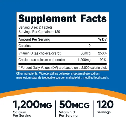 Nutricost, Calcium with Vitamin D, 240 Tablets – image 2