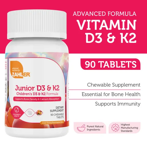 Junior Vitamin D3 + K2 Chewable Tablets for Kids, 90c – image 3