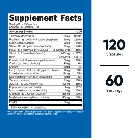 Nutricost, Methylated Vitamin B Complex, 120 Capsules – image 2