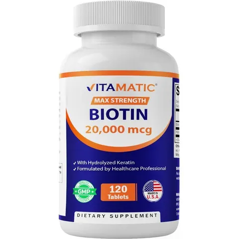 Vitamatic, Biotin, Max Strength, 20,000 mcg, 120 Tablets – image 3