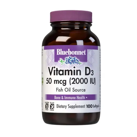 Bluebonnet Vitamin D3 2000 IU Vegetable Capsules - 100 Count – image 2