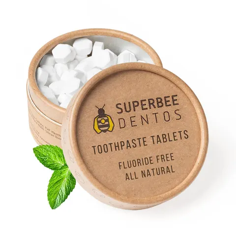 SuperBee Dentos Toothpaste Tablets - 100 Tabs, Fluoride Free, Eco Friendly, Spearmint – image 3
