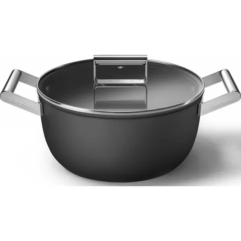 Smeg CSF2412BLM 50's Style Schmortopf mit Deckel (für alle Herdarten, Schwarz, Edelstahl) – Bild 3