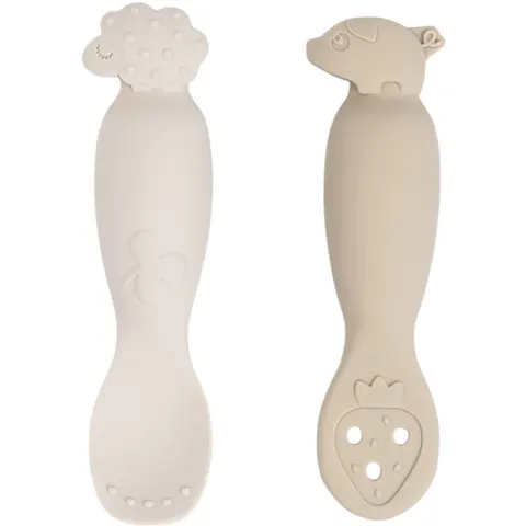 Done By Deer Tiny Farm Oefen Lepel Set - Sand – afbeelding 2