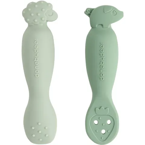 Done By Deer Tiny Farm Oefen Lepel Set - Green – afbeelding 2