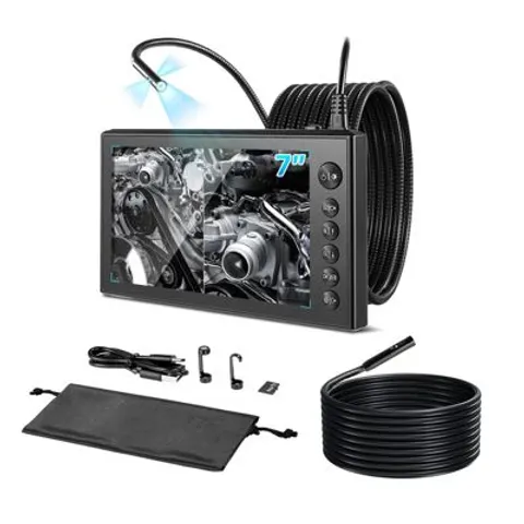 VEVOR Caméra Endoscopique Endoscope Triple Objectif IPS HD 7 pouces Double Câble – image 2