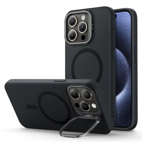 iPhone 15 Pro Max Cloud Soft Case with Stash Stand (HaloLock) - Black - Black – image 2