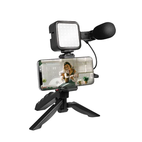 LogiLink Vlogger-Starter-Kit. with LED Light. microphone and handle – image 2