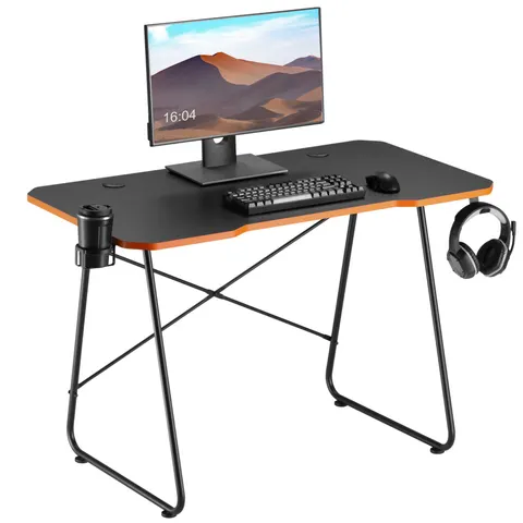 ProperAV Computer Workstation Gaming Desk Black/Orange – image 2