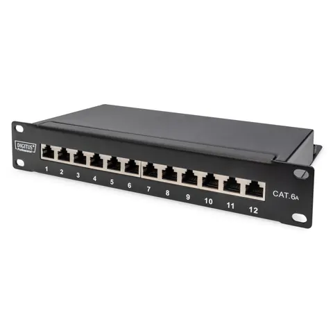 Digitus CAT 6A Patch Panel. shielded. 12-Port. 1HE. 10". black – image 2